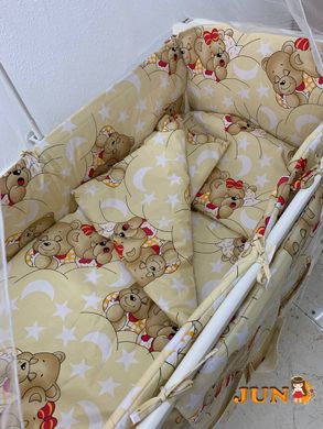 Комплект постельного белья в детскую кроватку Qvatro Gold RG-08 рисунок желтая (мишки спят)