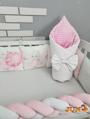 Комплекти постільної білизни, в дитяче ліжечко. Зайка в платті сіро-рожевий