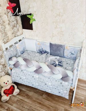 Комплект постільної білизни Bonna Mini Print в дитяче ліжечко Тедді Сірий