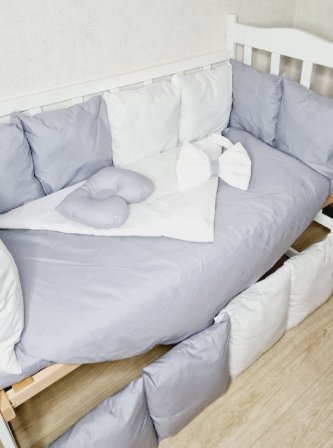 Комплект постільної білизни Bonna Eco в дитяче ліжечко Сірий Однотон