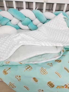 Комплект постільної білизни в дитяче ліжечко, м'ятний з хмаринками.
