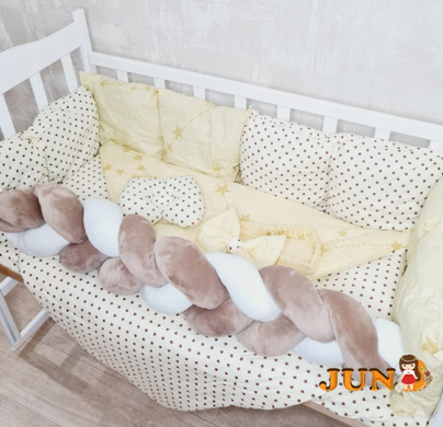 Комплект постільної білизни Bonna Elegance в дитяче ліжечко Горошок Жовтий