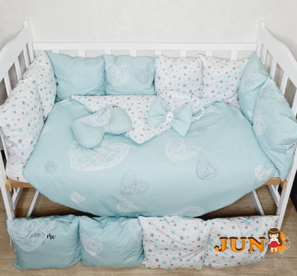 Комплект постельного белья Bonna Eco в детскую кроватку Сердца Мята