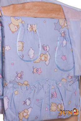 Комплект постільної білизни в дитяче ліжечко Qvatro Gold RG-08 малюнок блакитна (ведмедики, бджілка, зірка)