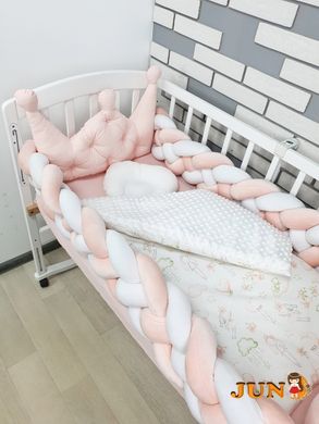 Комплект постільної білизни в дитяче ліжечко, персиковий з коронами.