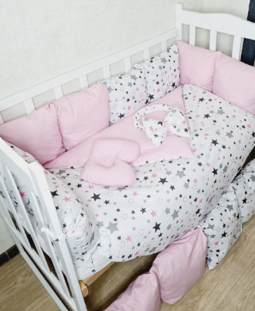 Комплект постельного белья Bonna Eco в детскую кроватку Звезды Розовый