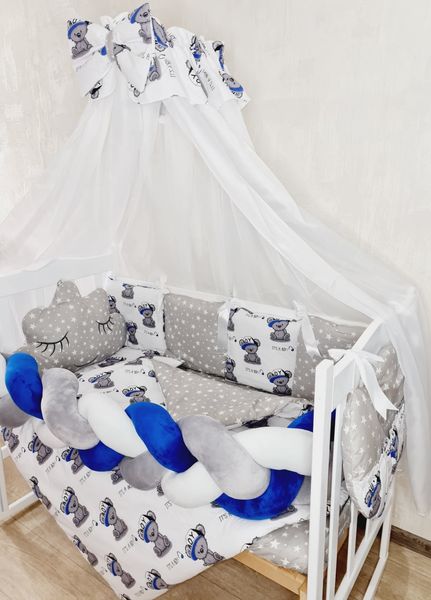 Комплект постільної білизни Koss its a boy в дитяче ліжечко синій-сірий-білий
