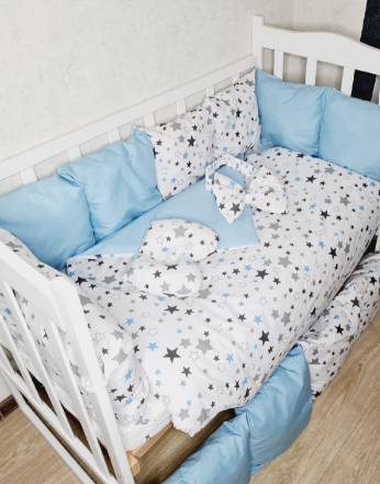 Комплект постільної білизни Bonna Eco в дитяче ліжечко Зірки Блакитний