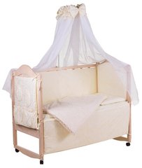 Комплект постельного белья в детскую кроватку Qvatro Gold ZG-08 жаккард бежевый (однотонная)