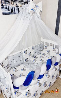 Комплект постільної білизни Koss its a boy в дитяче ліжечко синій-сірий-білий 2