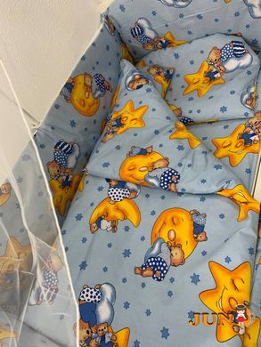 Комплект постельного белья в детскую кроватку Qvatro Gold RG-08 рисунок голубая (мишки спят, месяц)