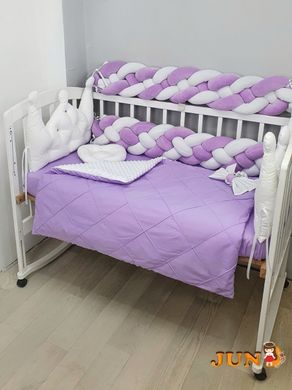 Комплект постільної білизни в дитяче ліжечко,  фіолетовий з коронами.