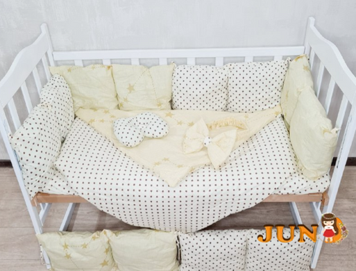 Комплект постельного белья Bonna Eco в детскую кроватку Горох Желтый