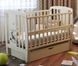 Детская кроватка для новорожденных ДУБОК Жираф с ящиком, маятник, откидной бок бук слоновая кость