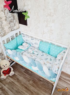 Комплект постільної білизни Bonna Elegance в дитяче ліжечко Літачки м'ятні