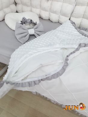 Комплект постільної білизни, в дитяче ліжечко - Біло-сірі бомбони