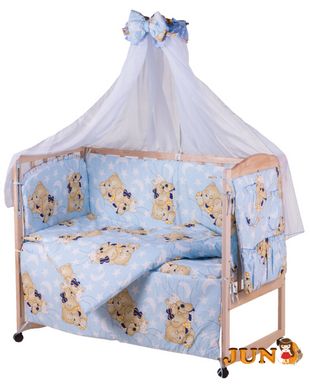 Комплект постільної білизни в дитяче ліжечко Qvatro Gold RG-08 малюнок блакитна (ведмедики сплять)
