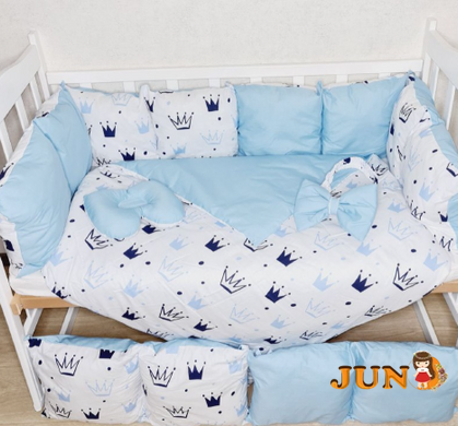 Комплект постельного белья Bonna Eco в детскую кроватку Корона Голубой