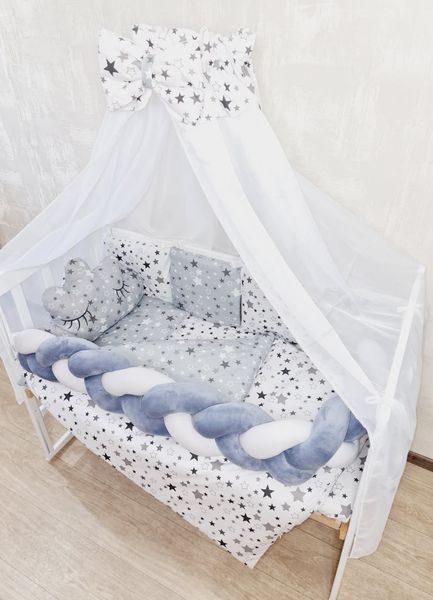 Комплект постільної білизни Koss зірки в дитяче ліжечко сіра