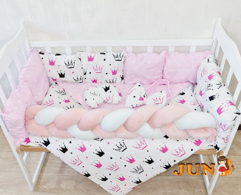 Комплект постільної білизни Bonna Elegance в дитяче ліжечко Корона Рожевий