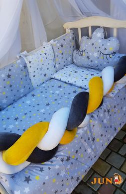 Комплект постільної білизни Koss зірки в дитяче ліжечко жовті сірі