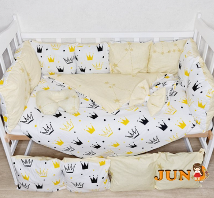 Комплект постельного белья Bonna Eco в детскую кроватку Корона Желтый