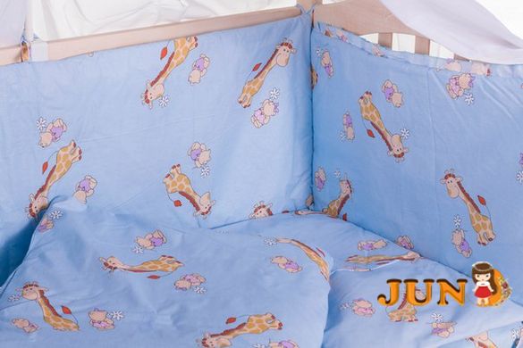 Комплект постільної білизни в дитяче ліжечко Qvatro Gold RG-08 малюнок блакитна (жирафік)