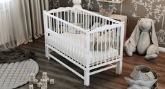 Дитяче ліжечко для немовлят ДУБОК Веселка без шухляди маятник з відкидною боковиною бук біле