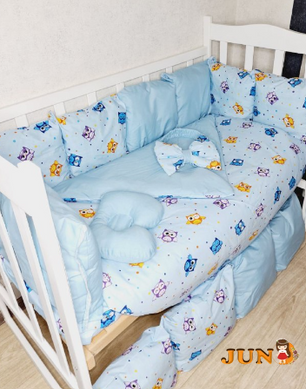 Комплект постільної білизни Bonna Eco в дитяче ліжечко Сови Блакитний
