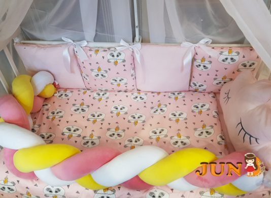 Комплект постільної білизни Bonna Koss в дитяче ліжечко Панда Рожевий