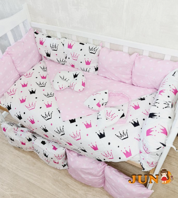 Комплект постільної білизни Bonna Eco в дитяче ліжечко Корона Рожевий