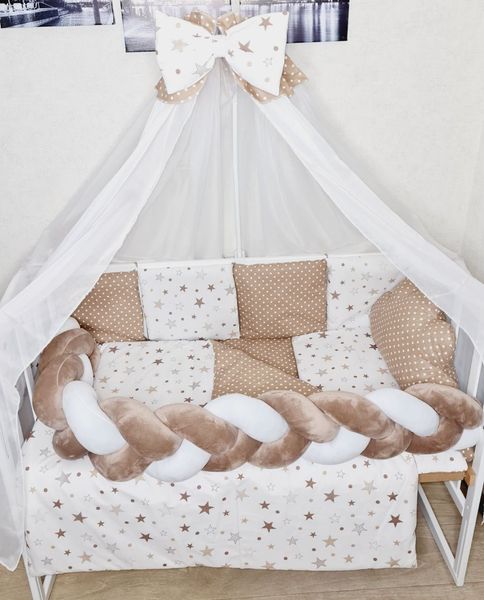 Комплект постільної білизни Koss зірки в дитяче ліжечко коричневе