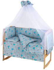 Комплект постельного белья в детскую кроватку Qvatro Gold RG-08 рисунок серая (голубые барашки)