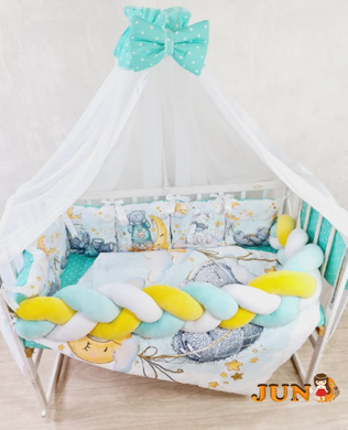 Комплект постільної білизни Bonna Premium в дитяче ліжечко Тедді М'ята