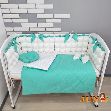 Комплект постельного белья в детской кроватке - Бело-мятные бомбоны