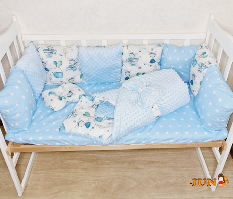 Комплект постільної білизни Bonna Mineco в дитяче ліжечко Мишки Блакитний