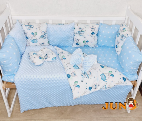 Комплект постельного белья Bonna Mineco в детскую кроватку Мышки Голубой