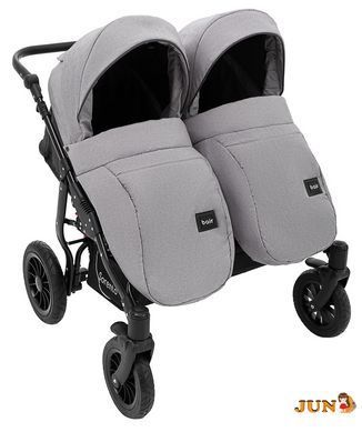 Коляска 2 в 1 для двойни Bair Sorento DUO BS-02 серый/графит