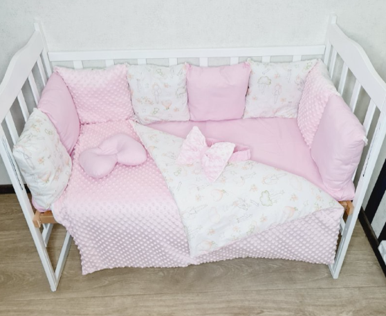 Комплект постільної білизни Bonna Mineco в дитяче ліжечко Ангел Рожевий