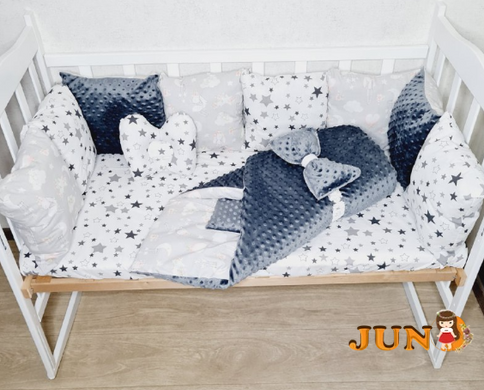 Комплект постільної білизни Bonna Mineco в дитяче ліжечко Зірки Сірий