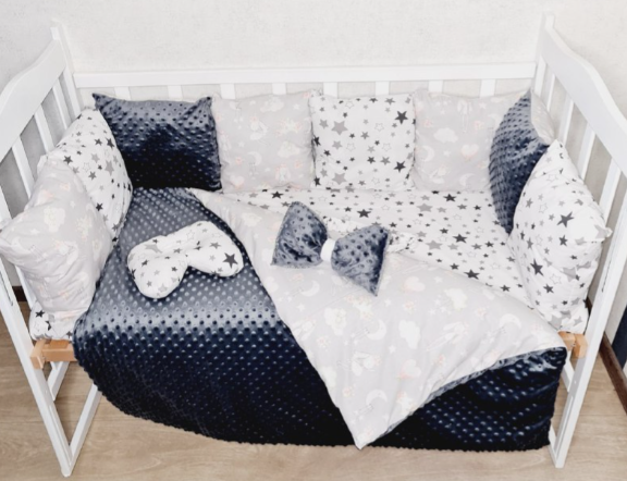 Комплект постельного белья Bonna Mineco в детскую кроватку Звезды Серый