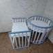 Детская кроватка для новорожденных трансформер, без ящика, (круглая 7 в 1) белая+голубая