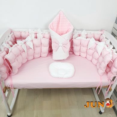 Комплект постільної білизни, в дитяче ліжечко  - Рожево- білі бомбони