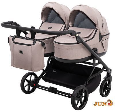 Коляска 2 в 1 для двійні Adamex Leo Duo Tip TK-72 капучино