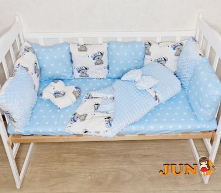 Комплект постільної білизни Bonna Mineco в дитяче ліжечко Тедді Блакитний