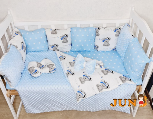 Комплект постільної білизни Bonna Mineco в дитяче ліжечко Тедді Блакитний