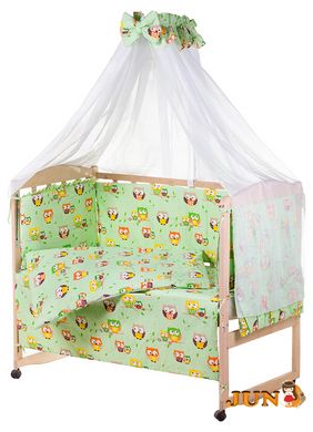 Комплект постельного белья в детскую кроватку Qvatro Gold RG-08 рисунок салатовая (совы на ветках)