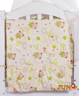 Комплект постельного белья в детскую кроватку Qvatro Gold RG-08 рисунок бежевый (мишки, салатовые звезды)