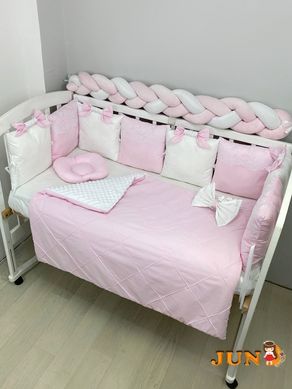 Комплект постільної білизни, в дитяче ліжечко. Рожевий, з косою