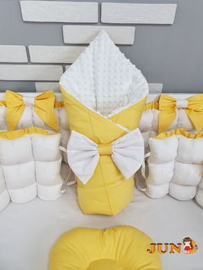 Комплект постільної білизни, в дитяче ліжечко  - Біло- жовті бомбони